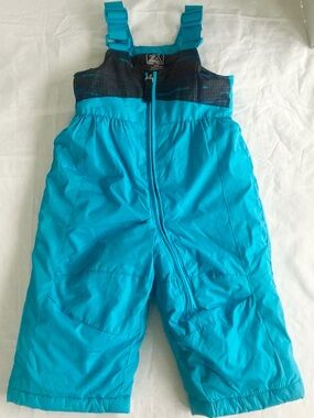 Zero Xposur Baby Sz 12 M Turquoise Zip Up Adjustable Snow Bibs Pants Jumper
